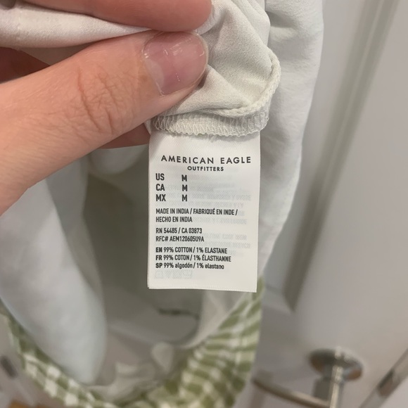 American Eagle, green and white gingham, mini romper. - Picture 8 of 9